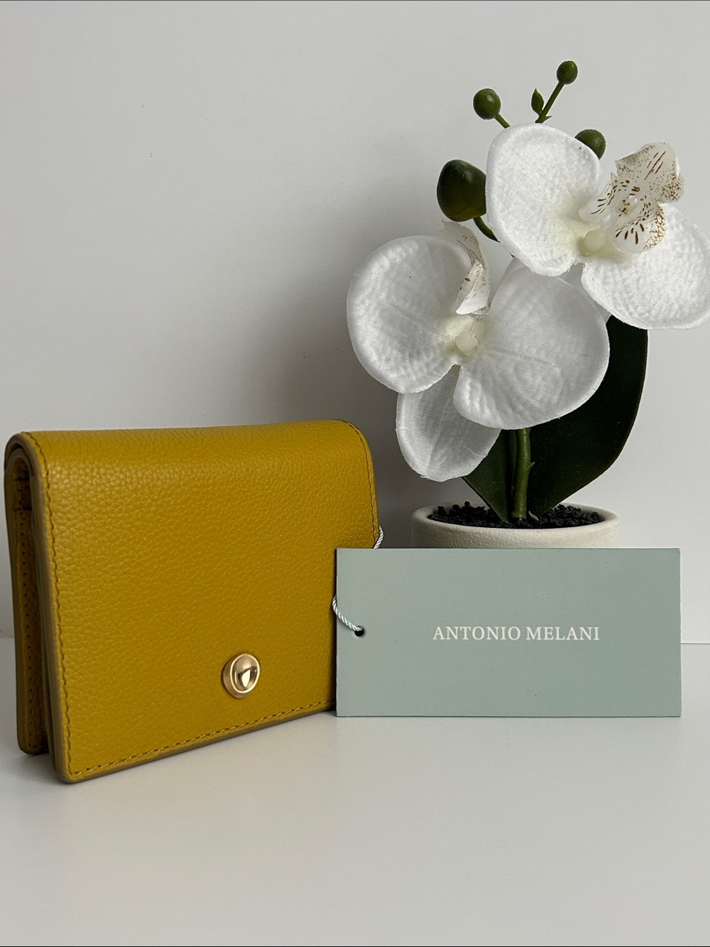 ANTONIO MELANI, the Accordion Card Case Wallet- Color Citron - Leather